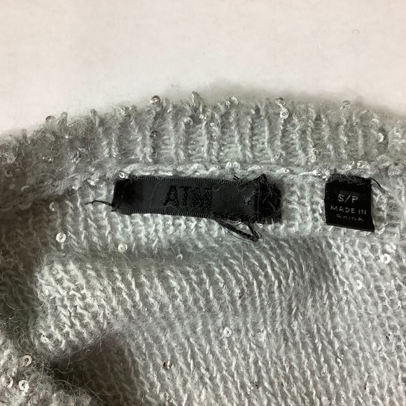 ATM Gray Sequin Embellished Knitted Alpaca Wool Blend Sweater S - Picture 6 of 7